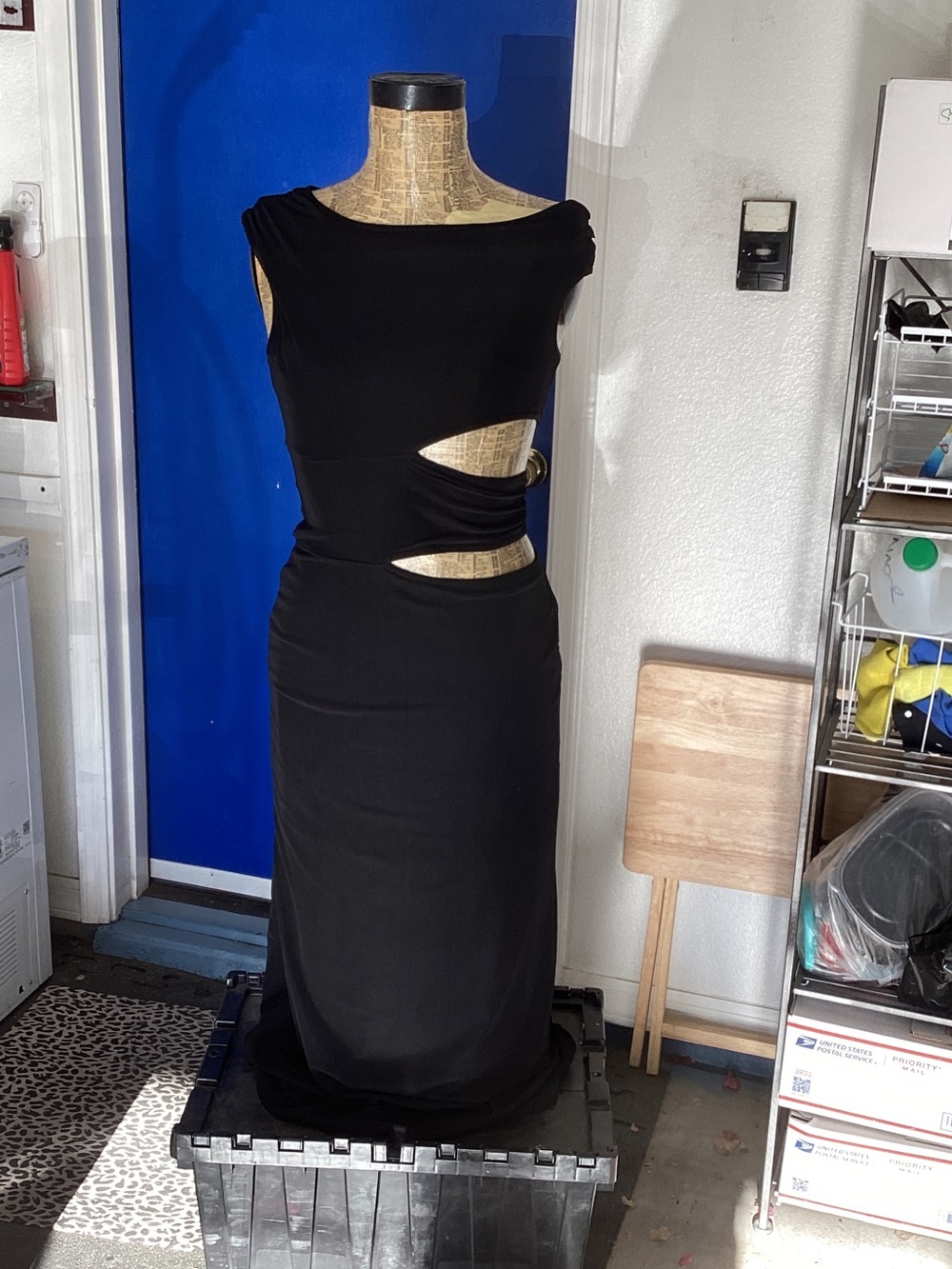 New Black Cutout Dress - Elegant One Sleeve Summer Dress size L